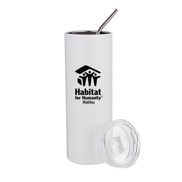 20oz Stainless Steel Tumbler W/Straw & Lid - Sublimated Logo Thumbnail