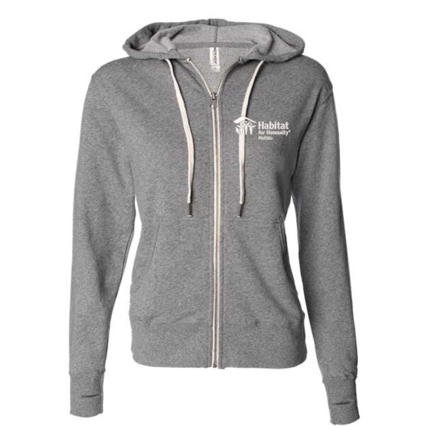 Unisex Heathered French Terry Full Zip Hooded Sweatshirt - Embroidered Logo Thumbnail